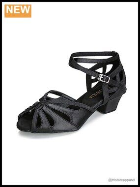 Satin Ballroom Dance Shoes Low Heel Cuban Peep Toe Latin Salsa Practice